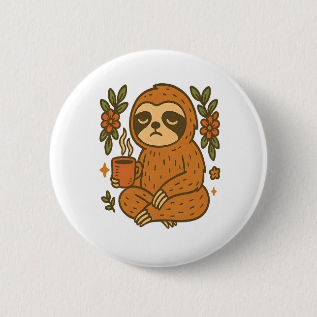 Sloth Playing Guitar Button (Vorderseite)