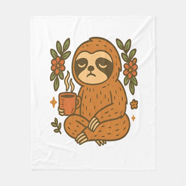 Sloth Playing Guitar Fleecedecke (Vorderseite)