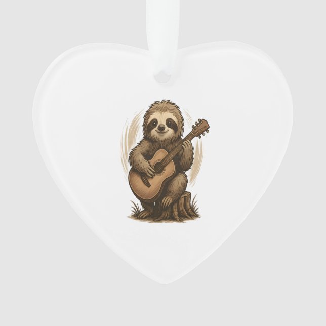 Sloth Playing Guitar Ornament (Vorderseite)