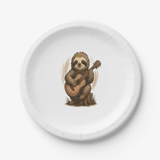 Sloth Playing Guitar Pappteller (Vorderseite)