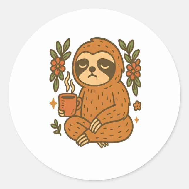 Sloth Playing Guitar Runder Aufkleber (Vorderseite)