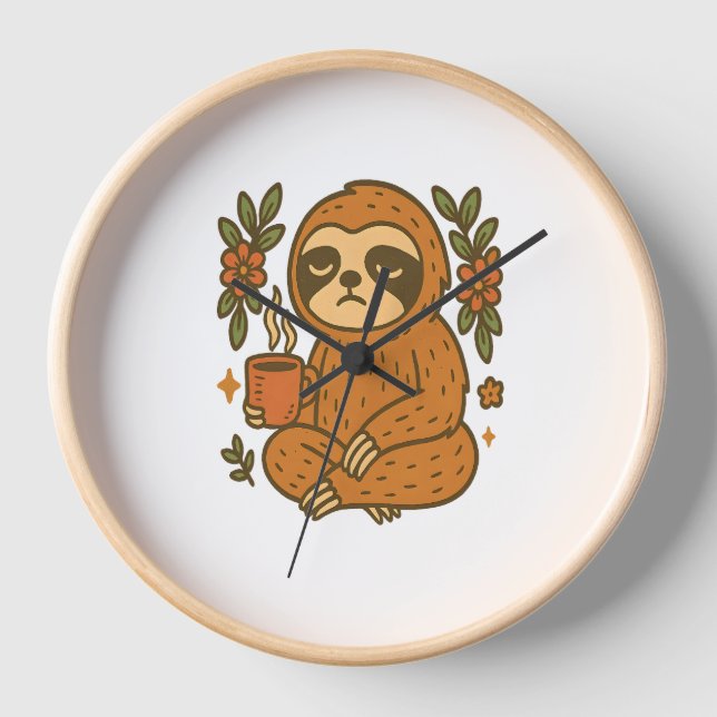 Sloth Playing Guitar Uhr (Vorderseite)