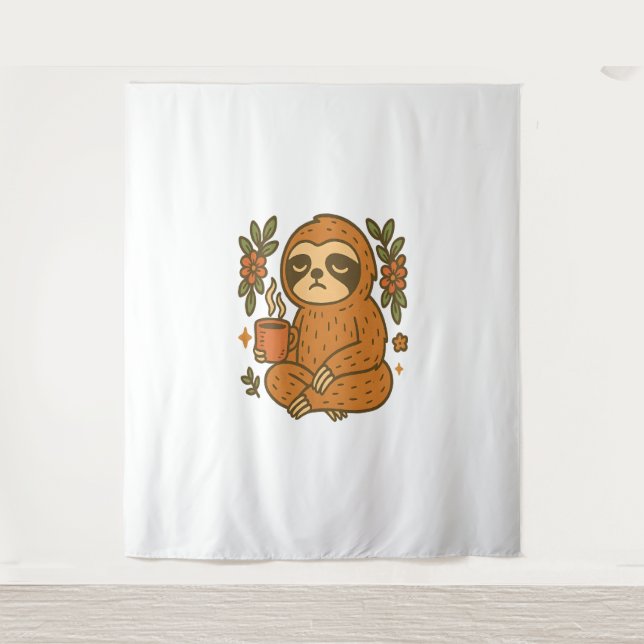 Sloth Playing Guitar Wandteppich (Vorderseite)