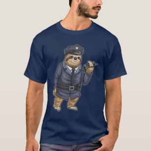 Sloth Polizist Microphone Police T-Shirt