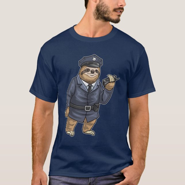 Sloth Polizist Microphone Police T-Shirt (Vorderseite)