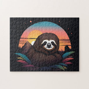 Sloth Portrait mit Sonnenuntergang