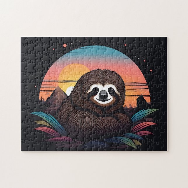 Sloth Portrait mit Sonnenuntergang (Horizontal)