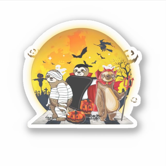 Sloth Pumpkin Halloween Costume Funny Aufkleber (Vorderseite)