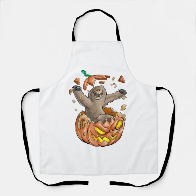 Sloth Pumpkin Halloween Schürze (Vorderseite)