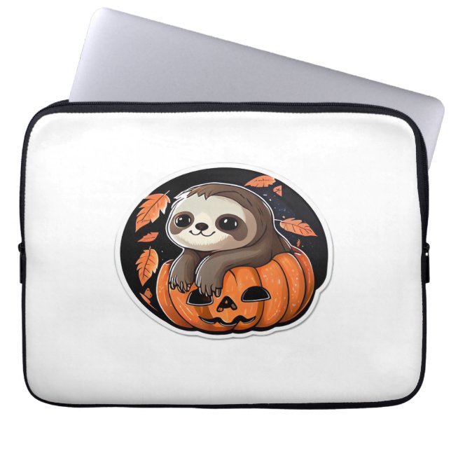 sloth pumpkin Halloween sticker Oversized T-Shirt Laptopschutzhülle (Vorderseite)