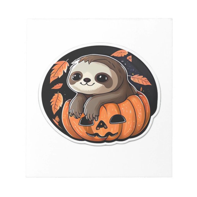 sloth pumpkin Halloween sticker Oversized T-Shirt Notizblock (Vorderseite)