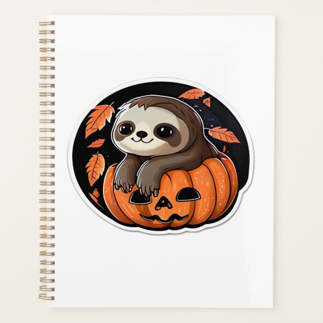 sloth pumpkin Halloween sticker Oversized T-Shirt Planer (Vorderseite)
