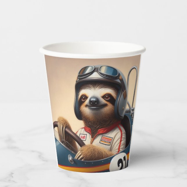 Sloth Racecar Treiber Pappbecher (Vorderseite)