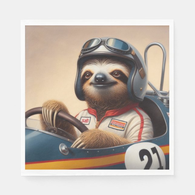 Sloth Racecar Treiber Serviette (Vorderseite)