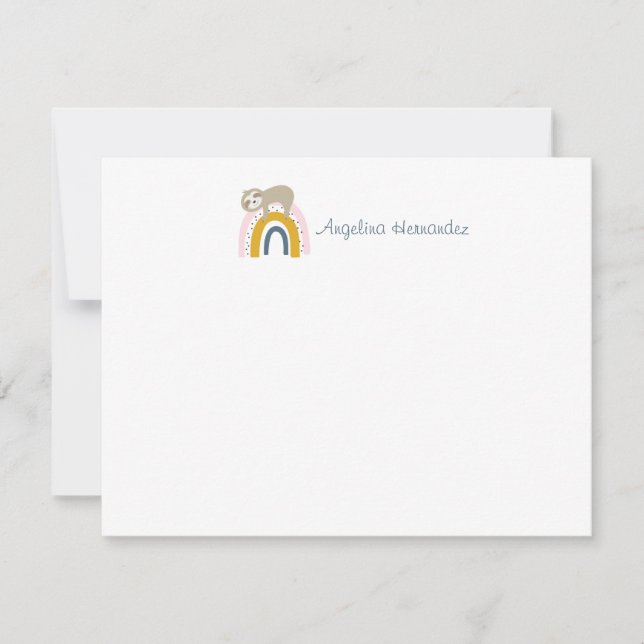 Sloth Rainbow Stationery Set Mitteilungskarte (Vorderseite)
