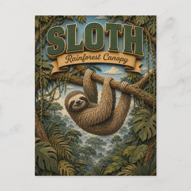 Sloth Rainforest Canopy POPCUT Postkarte (Vorderseite)