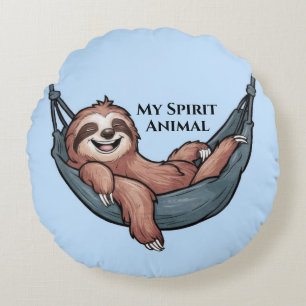 Sloth Relaxing Rundes Kissen