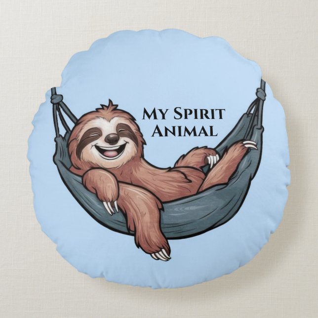 Sloth Relaxing Rundes Kissen (Vorderseite)