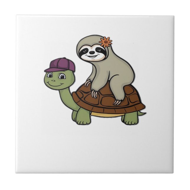 Sloth riding a turtle Classic T-Shirt Fliese (Vorderseite)