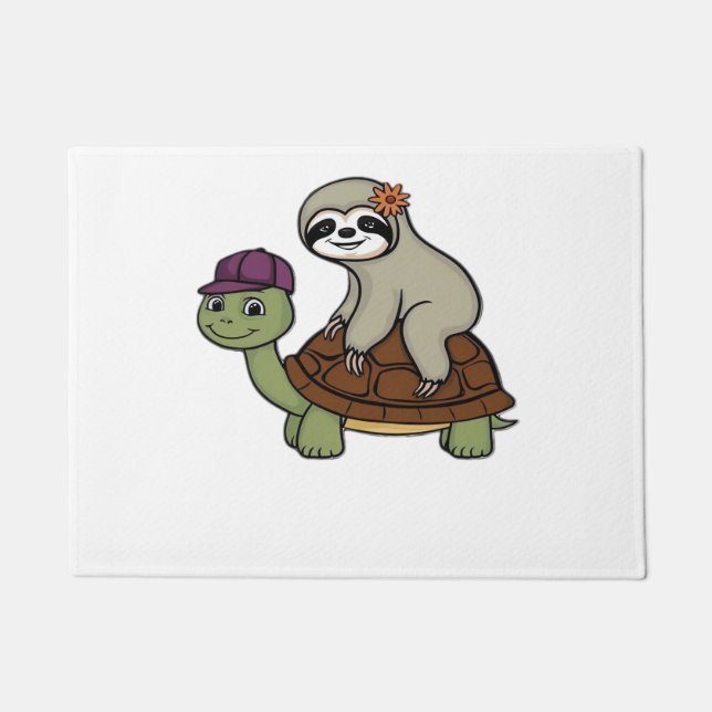 Sloth riding a turtle Classic T-Shirt Fußmatte (Vorderseite)