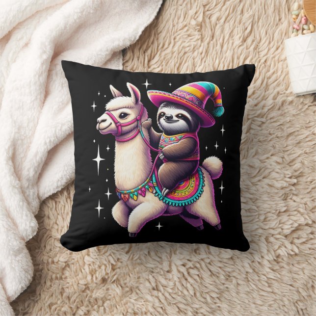 Sloth Riding auf Llama-Niedlichen Tieren Kindermäd Kissen (Decke)