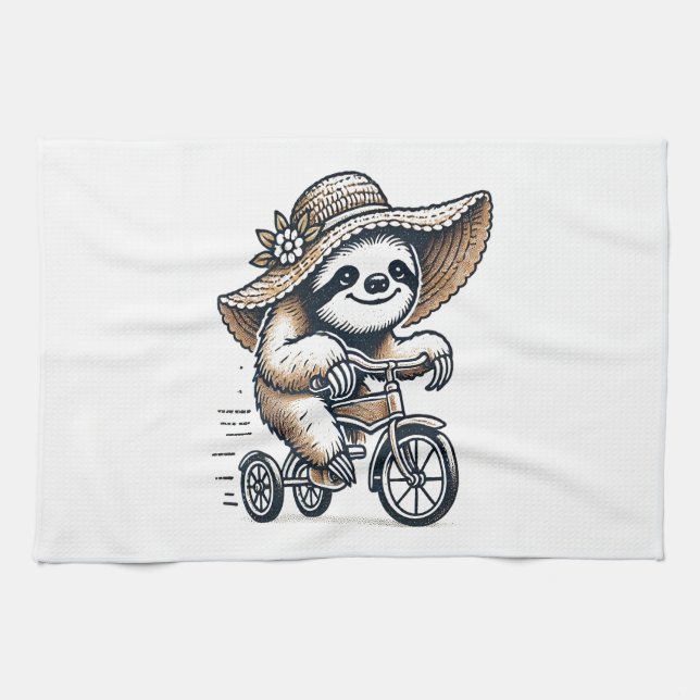 Sloth Riding Bike Geschirrtuch (Horizontal)