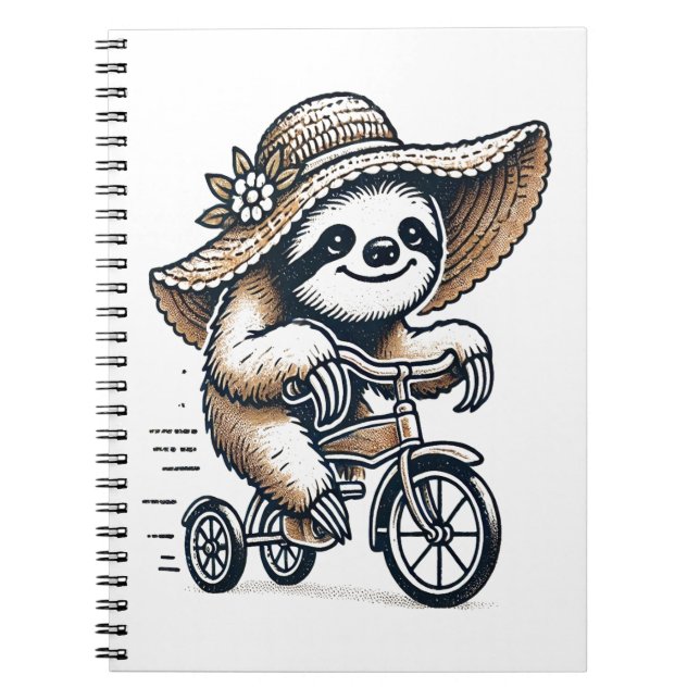 Sloth Riding Bike Notizblock (Vorderseite)