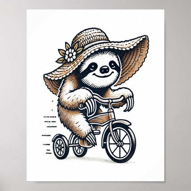Sloth Riding Bike Poster (Vorne)