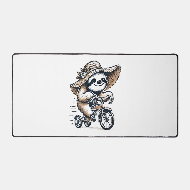 Sloth Riding Bike Schreibtischunterlage (Vorderseite)