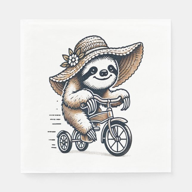 Sloth Riding Bike Serviette (Vorderseite)