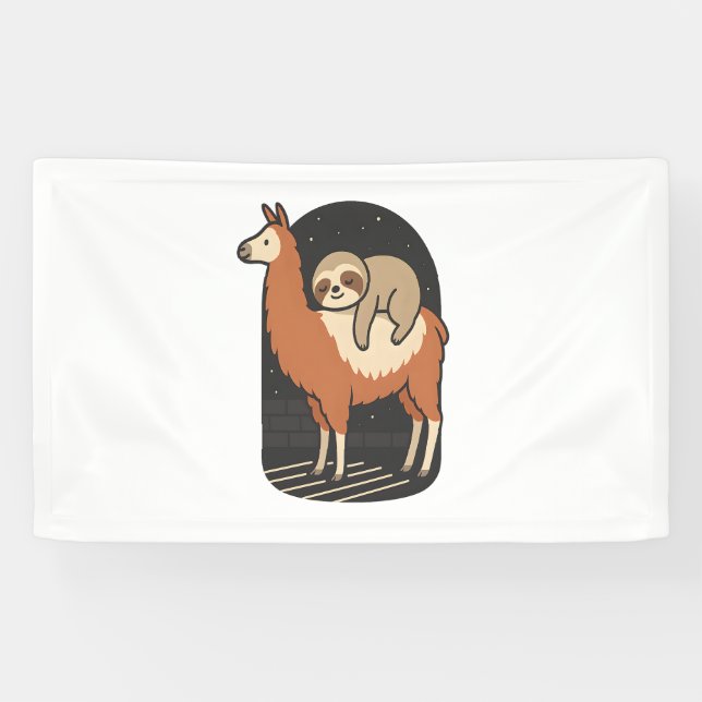 Sloth Riding Llama Banner (Horizontal)