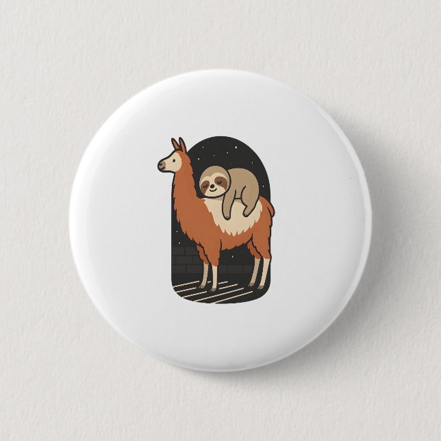 Sloth Riding Llama Button (Vorderseite)