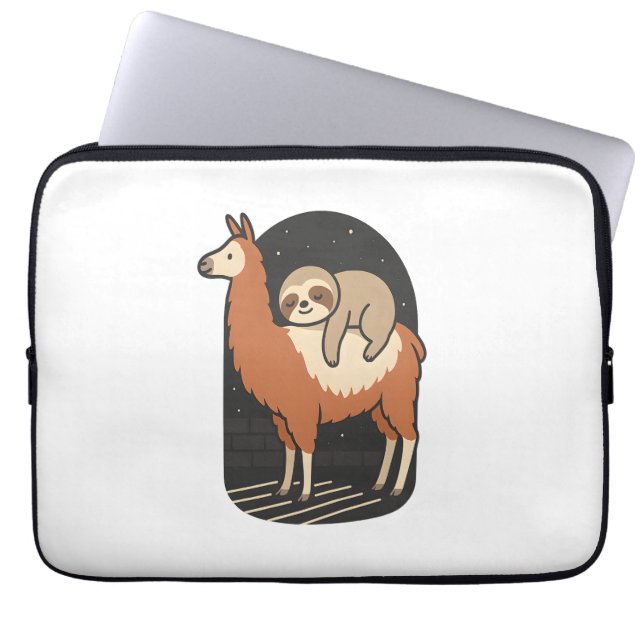 Sloth Riding Llama Laptopschutzhülle (Vorderseite)
