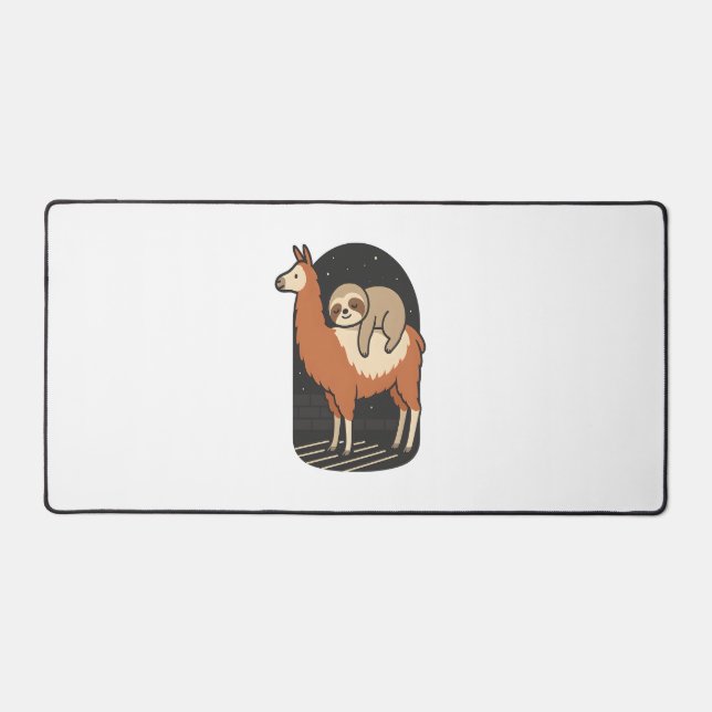 Sloth Riding Llama Schreibtischunterlage (Vorderseite)
