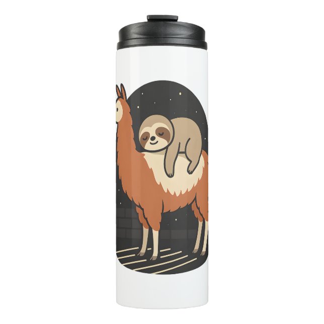 Sloth Riding Llama Thermosbecher (Vorderseite)