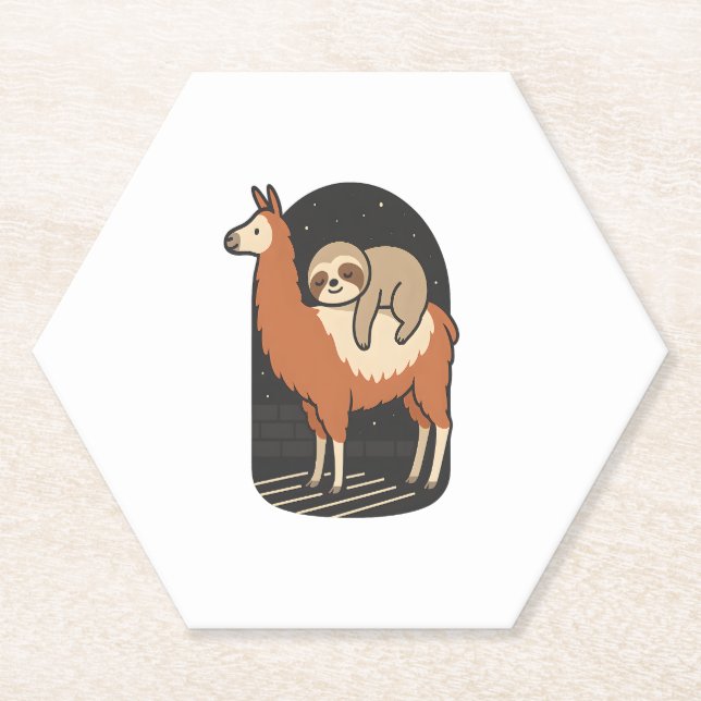 Sloth Riding Llama Untersetzer (Vorderseite)