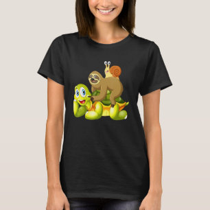 Sloth Riding Turtle Snail Niedliche Langsame Tiere T-Shirt