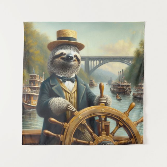 Sloth Riverboat Captain Wandteppich (Vorderseite)