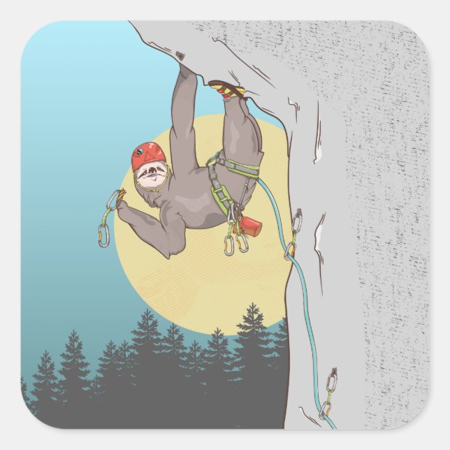 Sloth Rock climbing Quadratischer Aufkleber (Vorderseite)