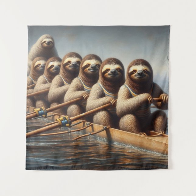 Sloth Rowing Team Wandteppich (Vorderseite)