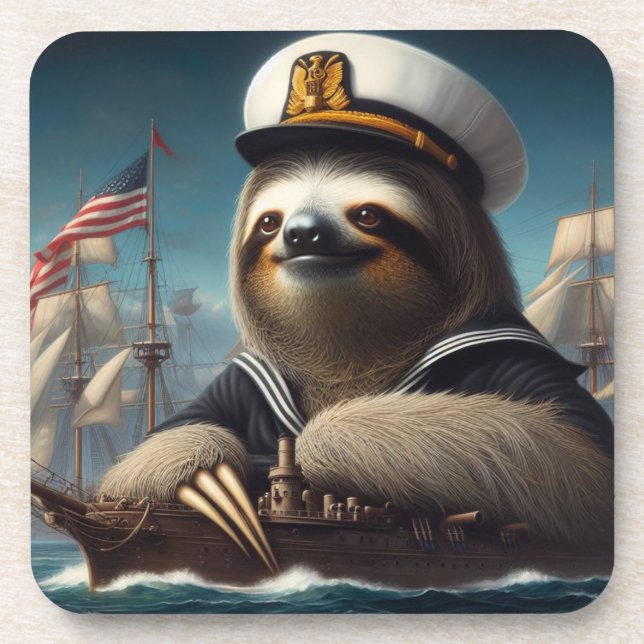 Sloth Sailor Getränkeuntersetzer (Vorderseite)