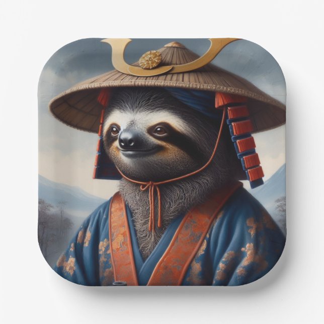 Sloth Samurai Pappteller (Vorderseite)