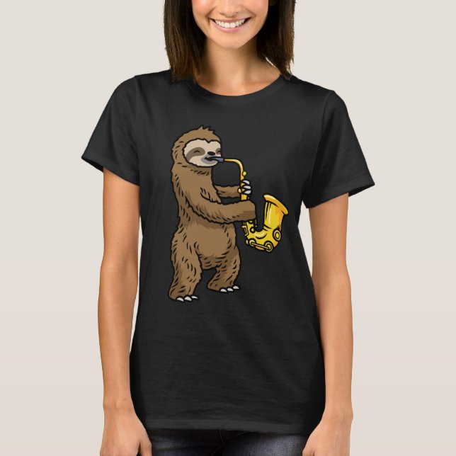 Sloth Saxophon T-Shirt (Vorderseite)
