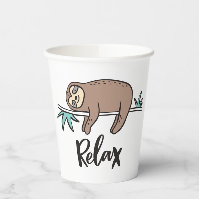 Sloth Says Relax Pappbecher (Links)