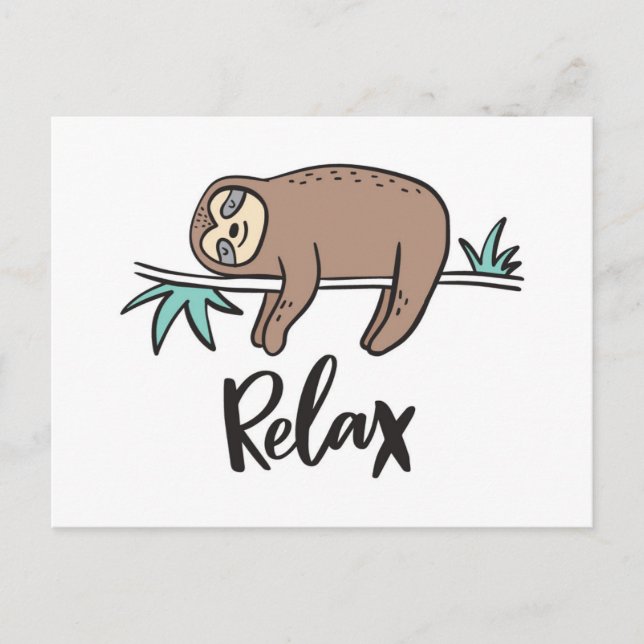Sloth Says Relax Postkarte (Vorderseite)