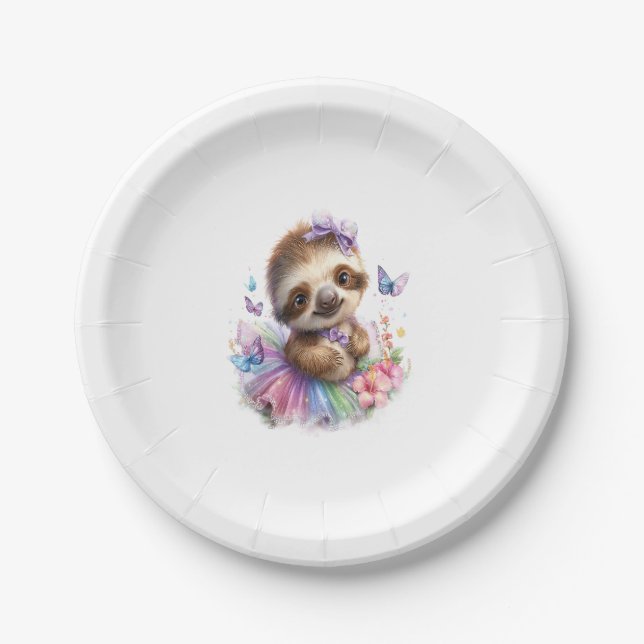 Sloth Shirt Safari Rainbow Summer Pappteller (Vorderseite)