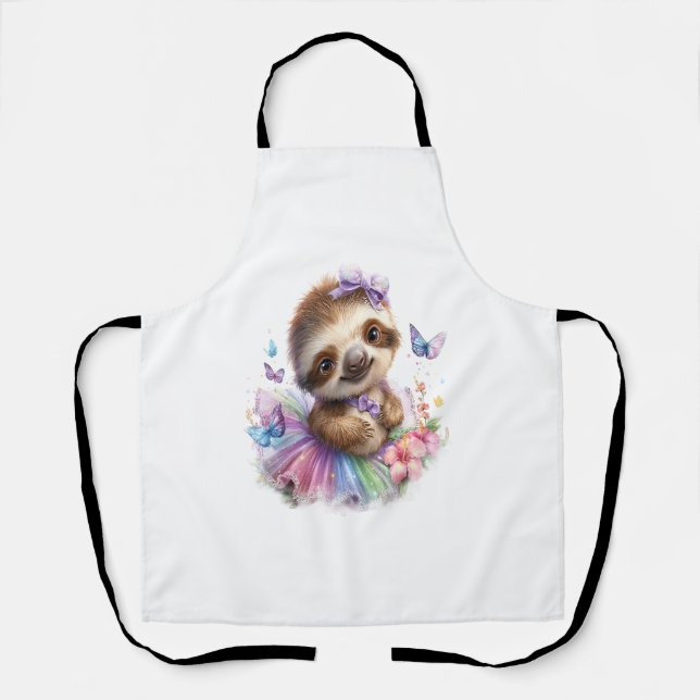 Sloth Shirt Safari Rainbow Summer Schürze (Vorderseite)
