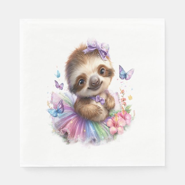 Sloth Shirt Safari Rainbow Summer Serviette (Vorderseite)