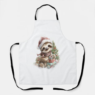 Sloth Shirt Weihnachtsfeier Weihnachtsmannmütze Schürze