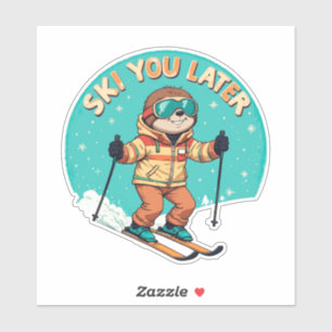 Sloth Ski - Funny Winter Sloth Ski Sie später Aufkleber
